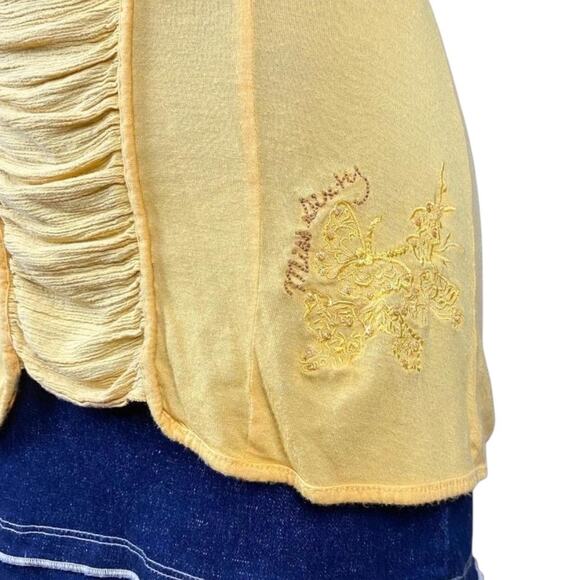 Vintage Miss Sixty Tank Top Yellow Floral Embroidered Women's Medium Fairy - Picture 5 of 8